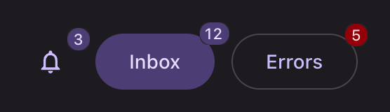 A badge on an icon button, on a tonal button and on an outlined button
