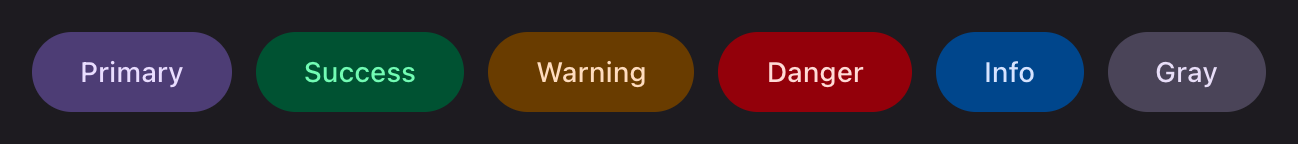 The same six colors as tonal buttons