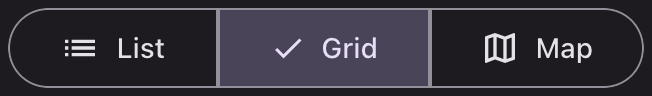 A toggle button whose options carry icons, with the selected one showing a check