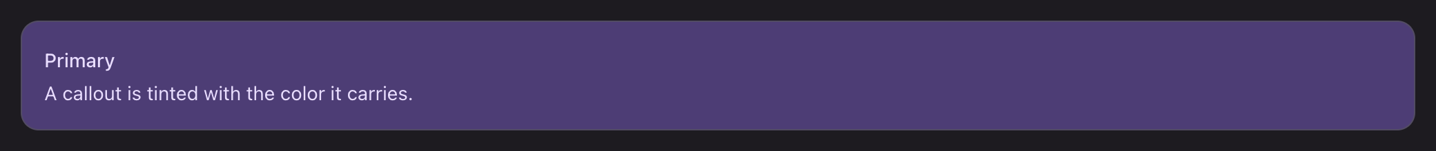 A callout with a heading and a line of description