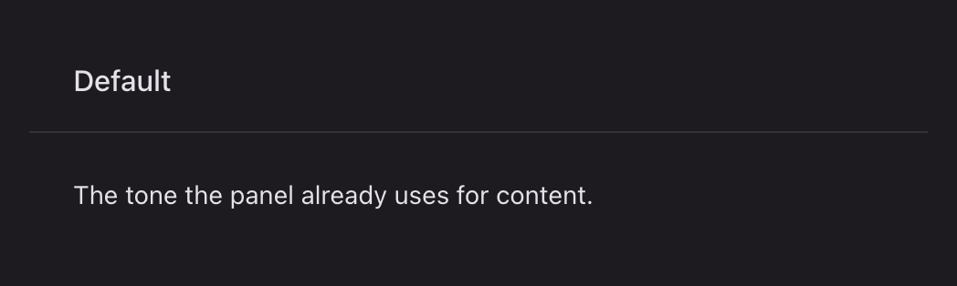 A card on the panel's resting content tone
