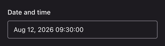 A closed date and time field