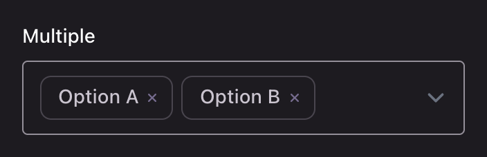 A multiple select with two chosen values shown as badges
