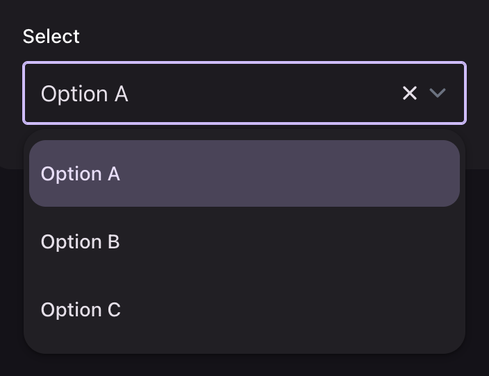 An open select listbox with the chosen option marked