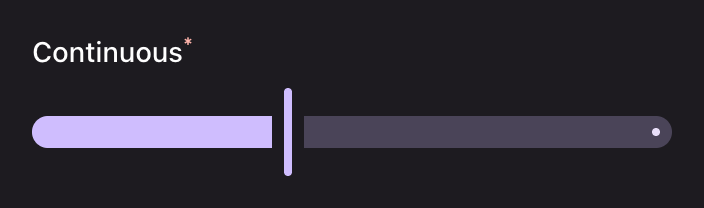 A slider with a filled track and a narrow bar for a handle
