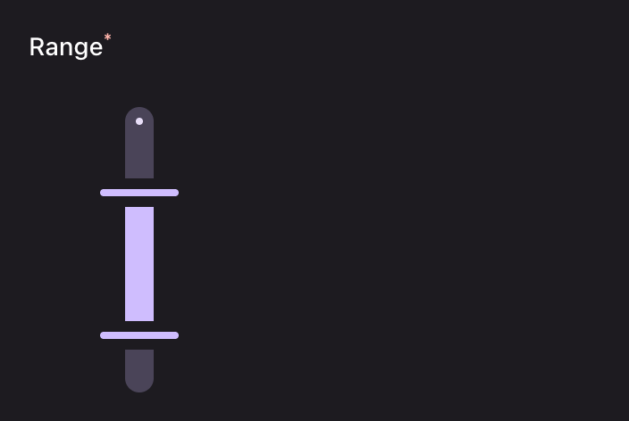 A vertical slider with two handles and the span between them filled