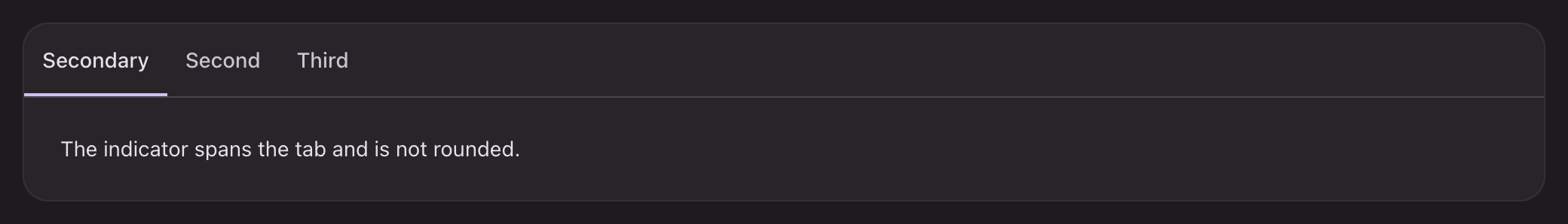 Three tabs with a full width rule under the active one