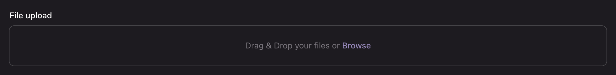 A file upload field with its drop area