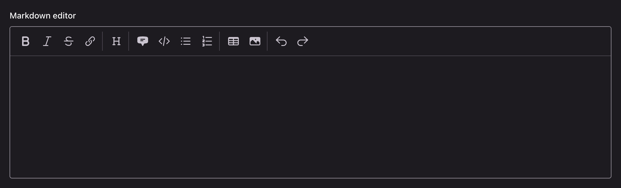 A markdown editor with its toolbar above the content area