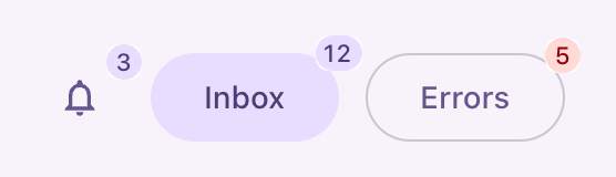 A badge on an icon button, on a tonal button and on an outlined button