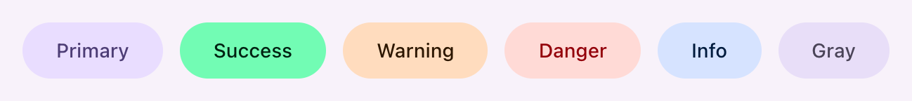The same six colors as tonal buttons