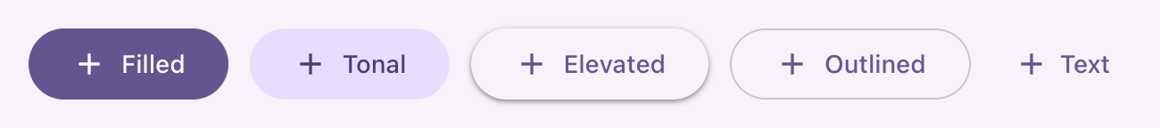 The same five buttons, each with a leading plus icon