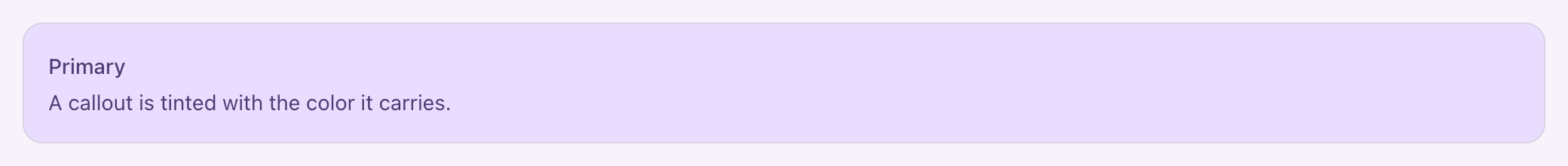 A callout with a heading and a line of description