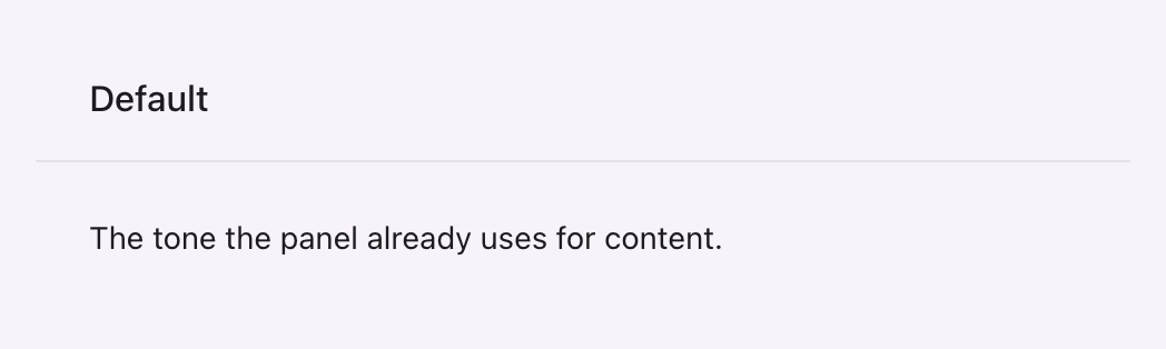 A card on the panel's resting content tone
