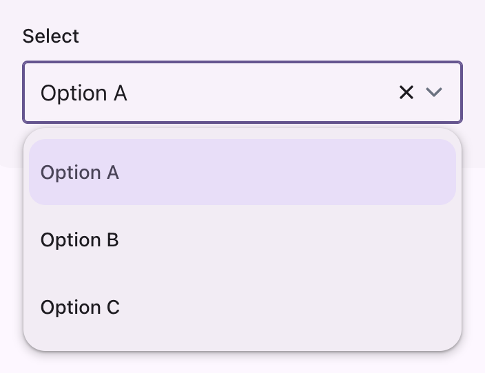 An open select listbox with the chosen option marked