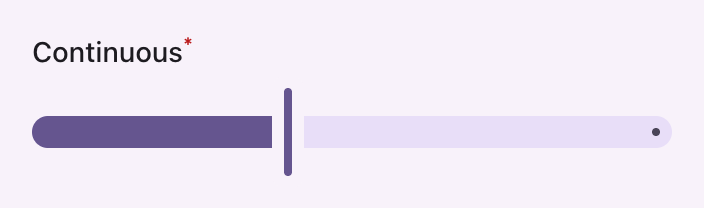 A slider with a filled track and a narrow bar for a handle
