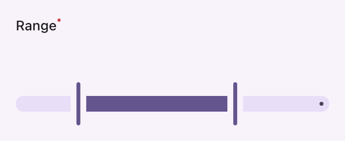 A slider with two handles and the span between them filled