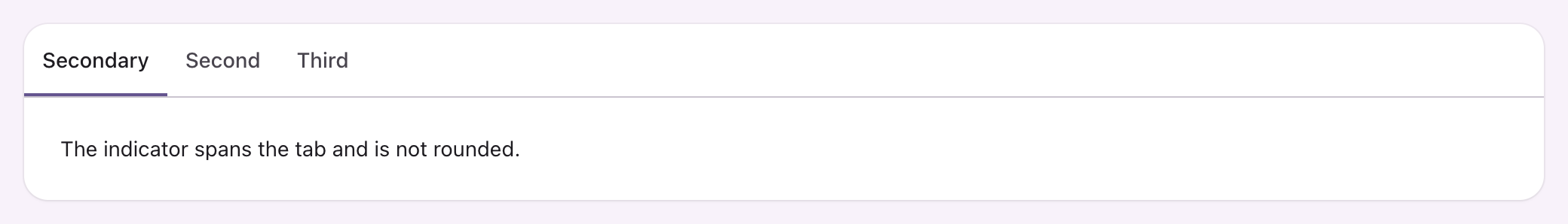 Three tabs with a full width rule under the active one