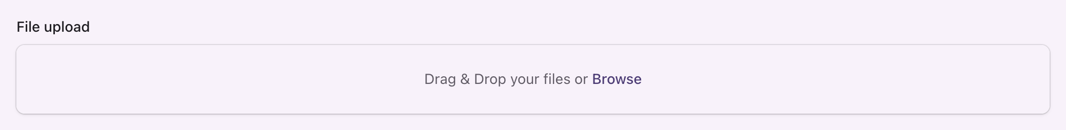 A file upload field with its drop area