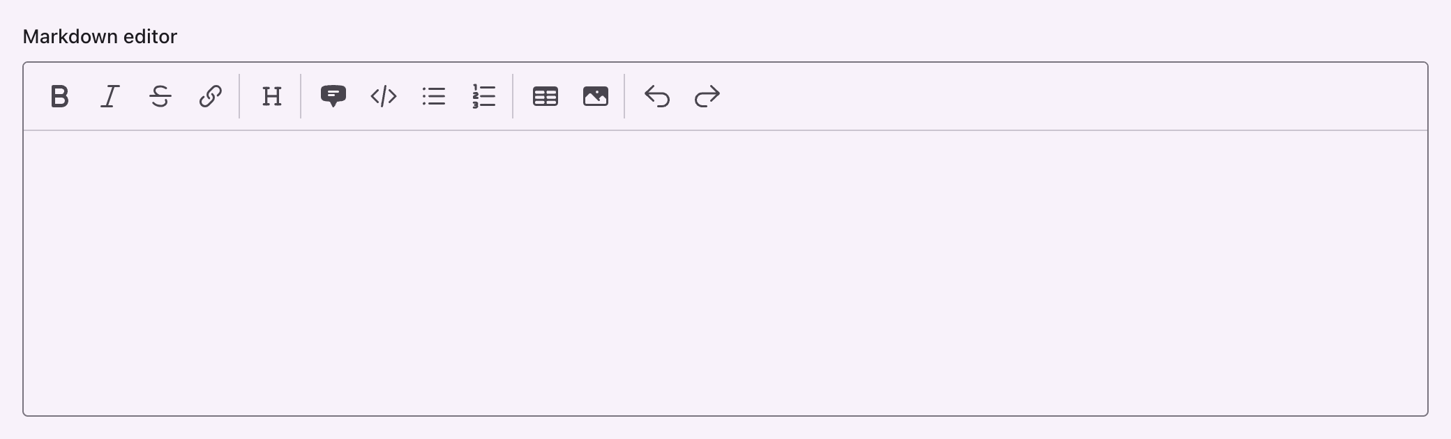 A markdown editor with its toolbar above the content area